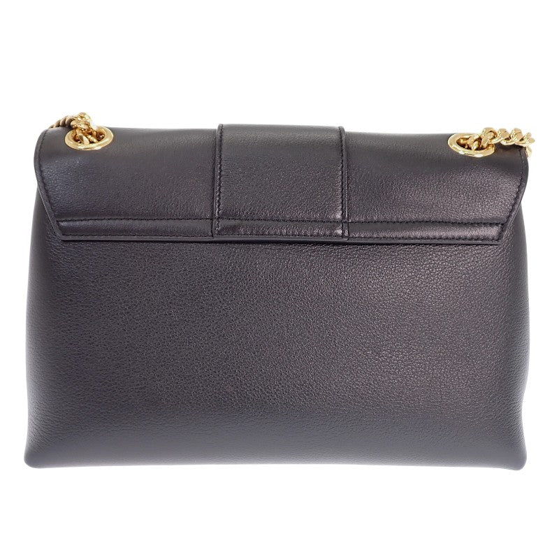 セリーヌ CELINE ヴィクトワール ミディアム チェーン 115853FDU.38NO ショルダーバッグ カーフ ブラック ゴールド金具 レディース【中古】【Aランク】