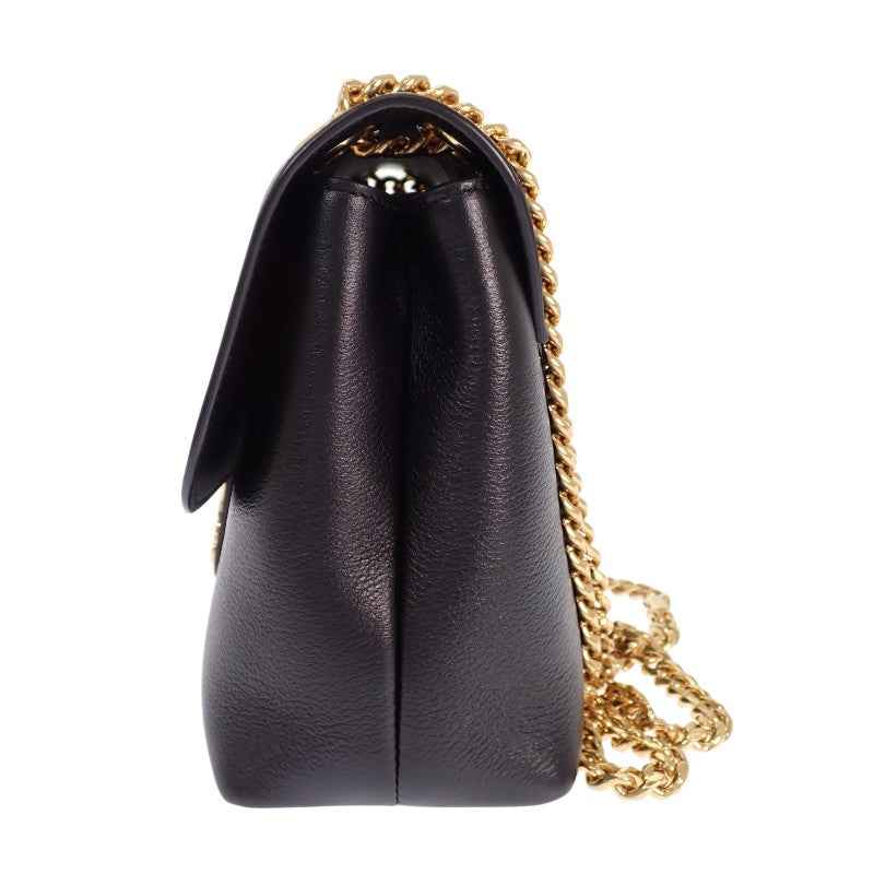 セリーヌ CELINE ヴィクトワール ミディアム チェーン 115853FDU.38NO ショルダーバッグ カーフ ブラック ゴールド金具 レディース【中古】【Aランク】