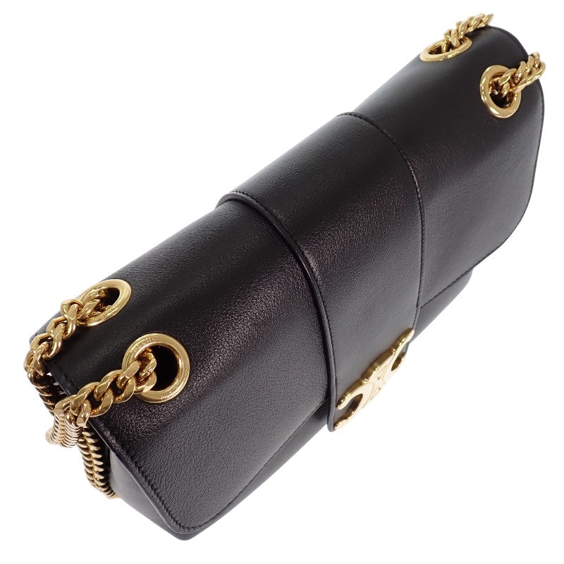 セリーヌ CELINE ヴィクトワール ミディアム チェーン 115853FDU.38NO ショルダーバッグ カーフ ブラック ゴールド金具 レディース【中古】【Aランク】