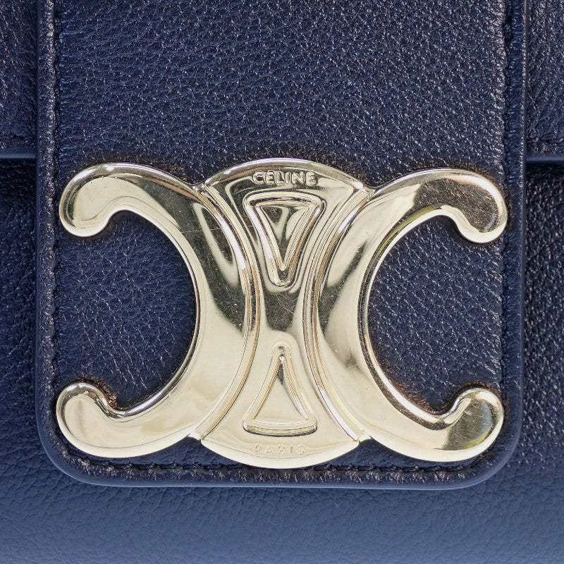 セリーヌ CELINE ヴィクトワール ミディアム チェーン 115853FDU.38NO ショルダーバッグ カーフ ブラック ゴールド金具 レディース【中古】【Aランク】