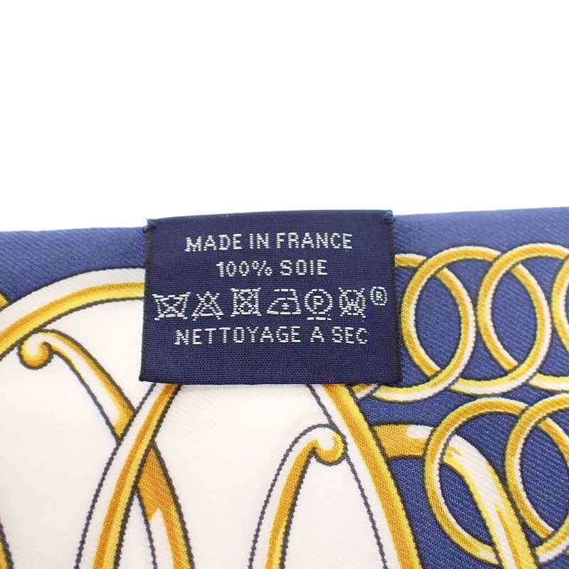 エルメス HERMES ツイリー Lift Profile リフト プロフィール スカーフ シルク ネイビー ゴールド ホワイト レディース【中古】【Aランク】