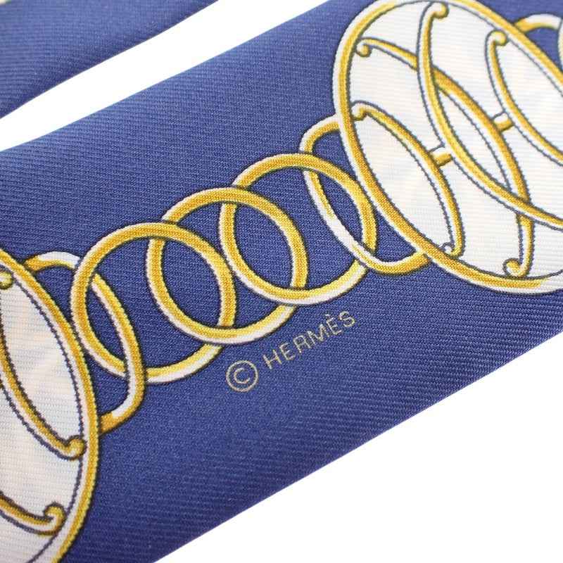 エルメス HERMES ツイリー Lift Profile リフト プロフィール スカーフ シルク ネイビー ゴールド ホワイト レディース【中古】【Aランク】