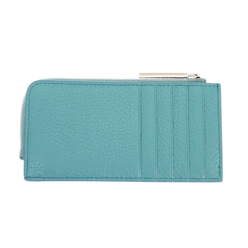グッチ GUCCI ロゴ ジップ 835073 カードケース レザー ブルー イエロー シルバー金具 メンズ レディース【中古】【Aランク】