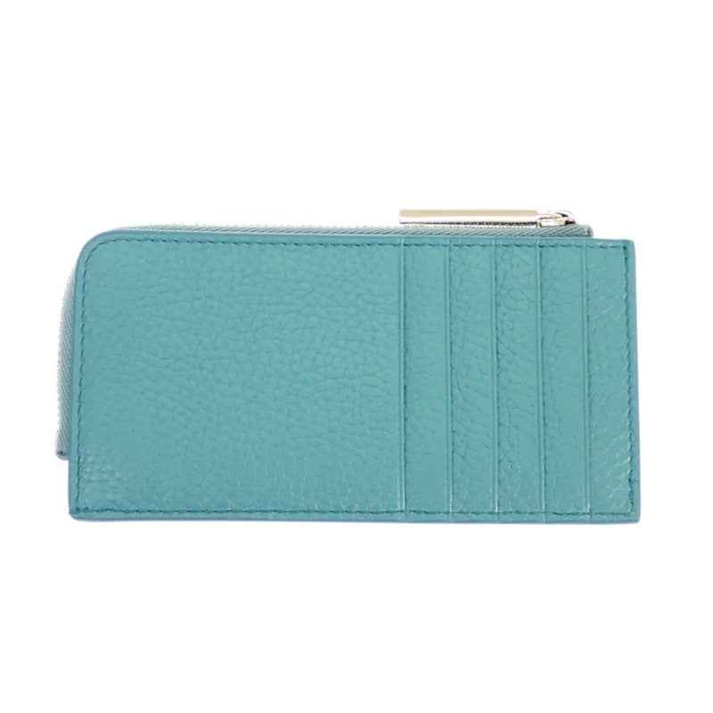 グッチ GUCCI ロゴ ジップ 835073 カードケース レザー ブルー イエロー シルバー金具 メンズ レディース【中古】【Aランク】