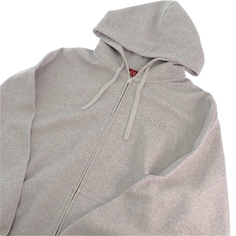 グッチ GUCCI コットンジャージー フーデッド スウェットシャツ L 795419 XJGQH 1056 パーカー コットン グレー メンズ ユニセックス【中古】【Aランク】