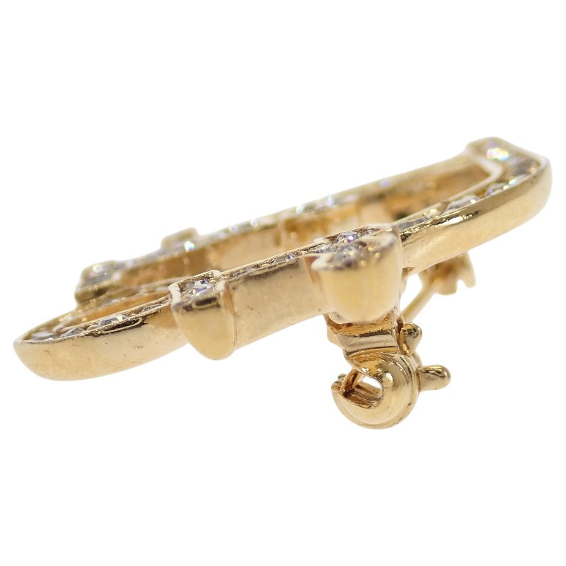 ディオール Dior ロゴ ブローチ メタル ラインストーン ゴールド レディース【中古】【ABランク】