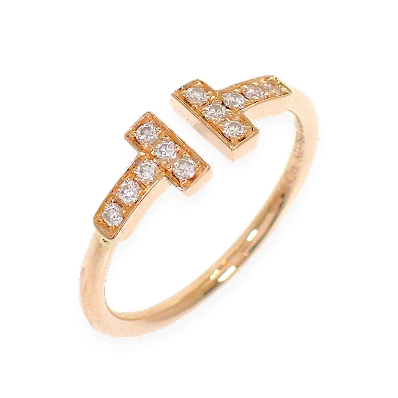ティファニー TIFFANY&Co. T ダイヤモンド ワイヤー 13号 60147315 リング K18ピンクゴールド ダイヤモンド レディース【中古】【Aランク】