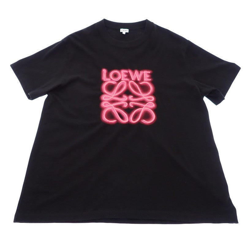 ロエベ LOEWE ネオン アナグラム 刺繍 Tシャツ S H526Y22X12 8964 半袖Tシャツ コットン ブラック ピンク メンズ レディース【中古】【Aランク】