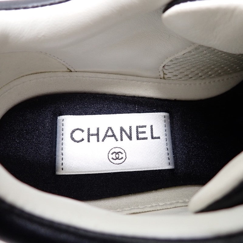 シャネル CHANEL CCレザースニーカー ココマーク 箱付 36 G39982_Y56536_K5852 スニーカー カーフ スウェード ブラック ホワイト 黒 レディース【中古】【SAランク】