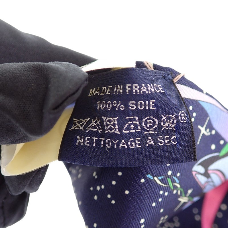 エルメス HERMES ツイリー SPACE DERBY 063573S_05 スカーフ シルク ネイビー マリン ローズ レディース【中古】【Aランク】