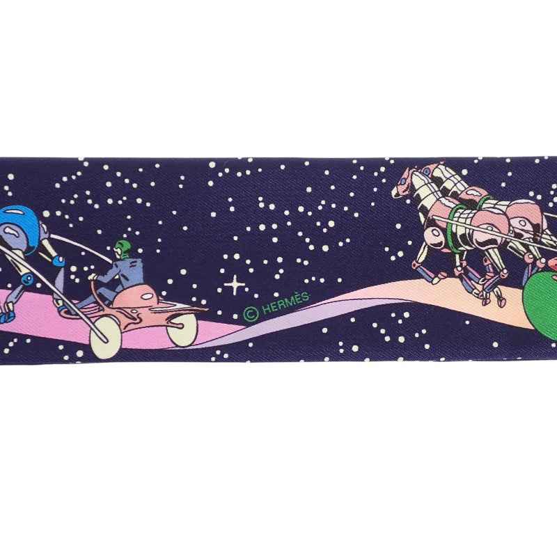 エルメス HERMES ツイリー SPACE DERBY 063573S_05 スカーフ シルク ネイビー マリン ローズ レディース【中古】【Aランク】