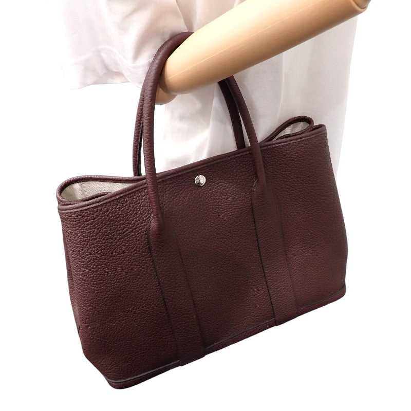 エルメス HERMES ガーデンパーティPM トートバッグ ネゴンダ ブラウン ルージュセリエ シルバー金具 レディース【中古】【Aランク】