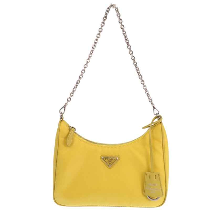 プラダ PRADA Re-Nylonバッグ 1BH204 2WAYバッグ ハンドバッグ ショルダーバッグ ナイロン イエロー 黄色 シルバー金具 レディース【中古】【Aランク】