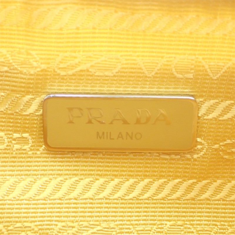 プラダ PRADA Re-Nylonバッグ 1BH204 2WAYバッグ ハンドバッグ ショルダーバッグ ナイロン イエロー 黄色 シルバー金具 レディース【中古】【Aランク】