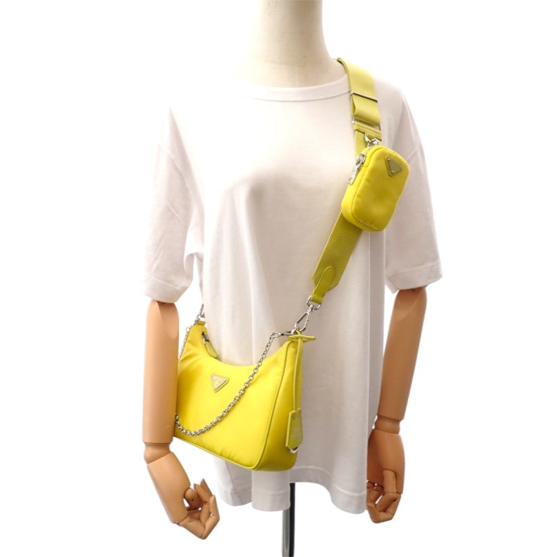プラダ PRADA Re-Nylonバッグ 1BH204 2WAYバッグ ハンドバッグ ショルダーバッグ ナイロン イエロー 黄色 シルバー金具 レディース【中古】【Aランク】