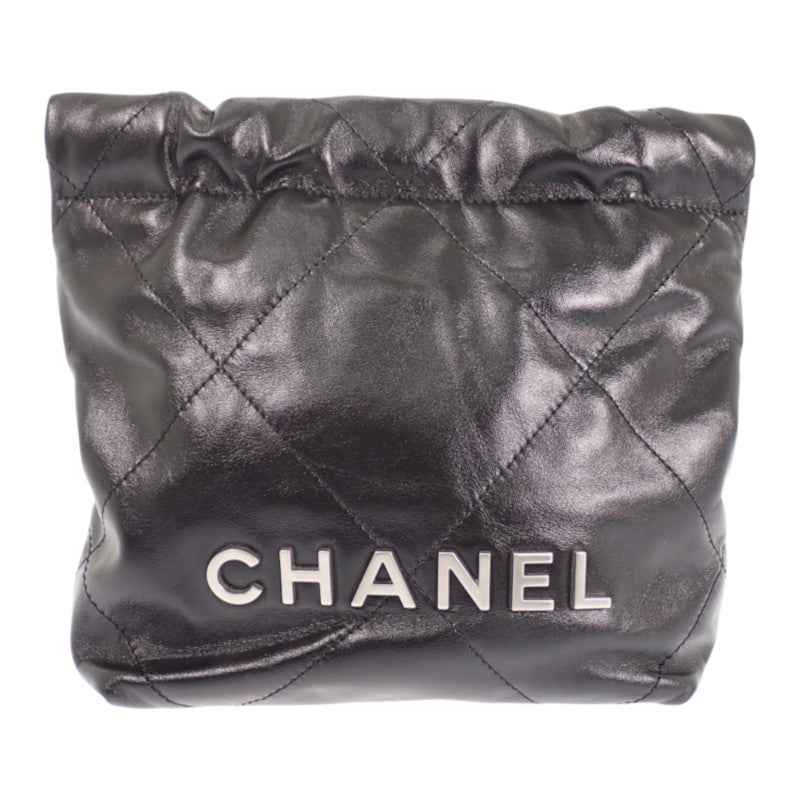 シャネル CHANEL 22 ミニ ハンドバッグ 新型 AS3980 2WAYバッグ シャイニーカーフスキン ブラック シルバー金具 レディース【中古】【Aランク】