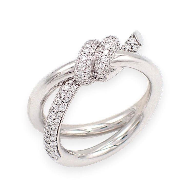 ティファニー TIFFANY&Co. ノット ダブル ロウ 9.5号 70301822 リング K18ホワイトゴールド ダイヤモンド レディース【中古】【Aランク】