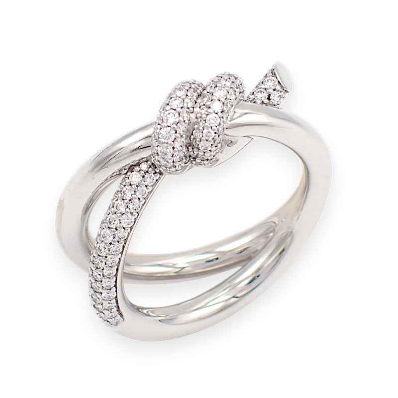 ティファニー TIFFANY&Co. ノット ダブル ロウ 9.5号 70301822 リング K18ホワイトゴールド ダイヤモンド レディース【中古】【Aランク】