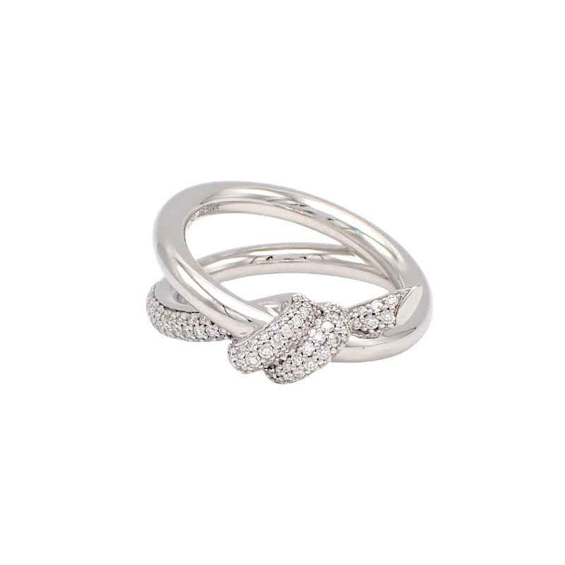 ティファニー TIFFANY&Co. ノット ダブル ロウ 9.5号 70301822 リング K18ホワイトゴールド ダイヤモンド レディース【中古】【Aランク】