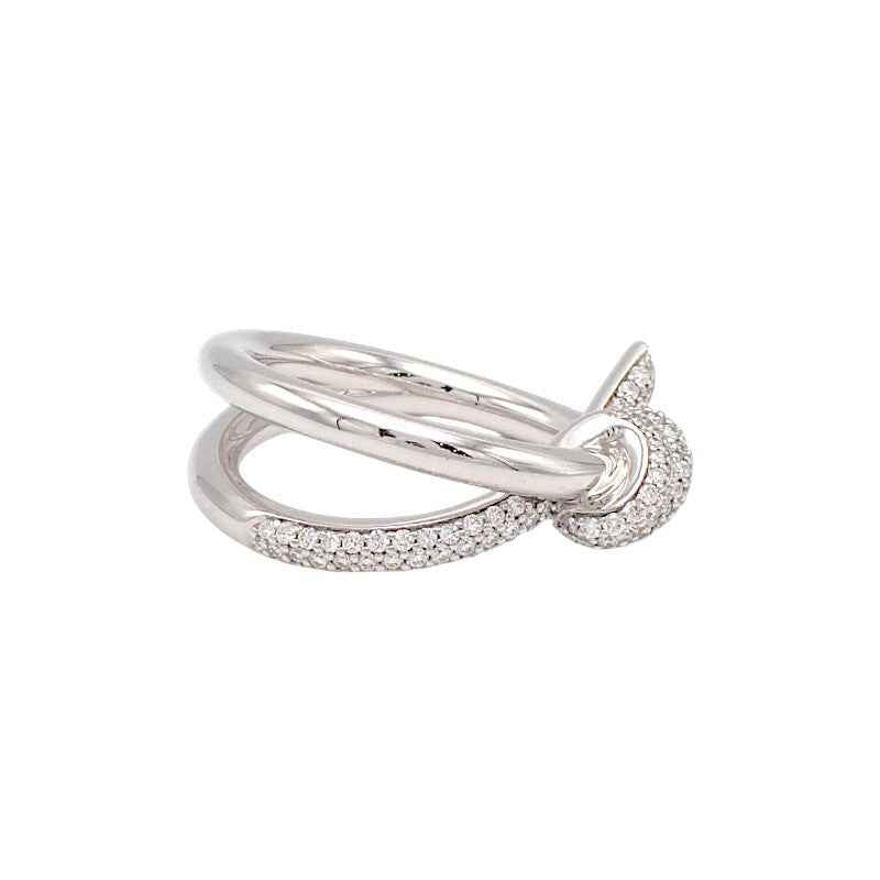 ティファニー TIFFANY&Co. ノット ダブル ロウ 9.5号 70301822 リング K18ホワイトゴールド ダイヤモンド レディース【中古】【Aランク】