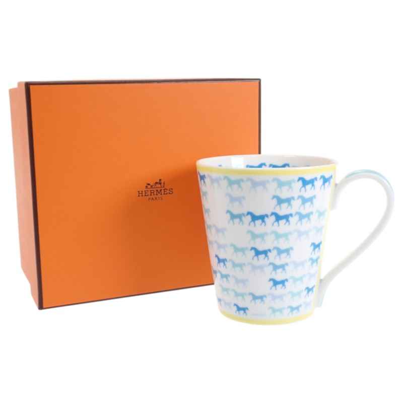 エルメス HERMES カヴァルカラーマグカップ 食器 ポーセリン ブルー【中古】【Sランク】