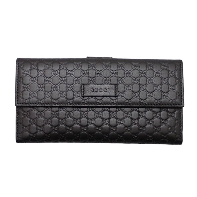 グッチ GUCCI Wホック 449393_BMJ1G_1000 長財布 レザー ブラック ゴールド金具 メンズ レディース【中古】【Aランク】