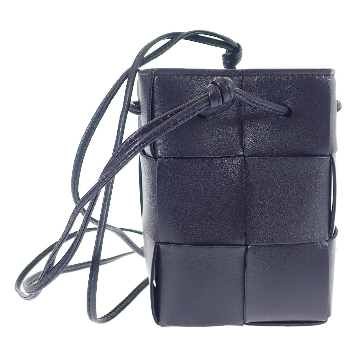 ボッテガヴェネタ BOTTEGA VENETA カセットミニ クロスボディバケット 680217VCQC48837 ショルダーバッグ ラムスキン イントレチャート ネイビー レディース【中古】【ABランク】