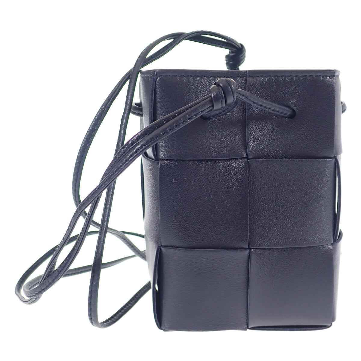 ボッテガヴェネタ BOTTEGA VENETA カセットミニ クロスボディバケット 680217VCQC48837 ショルダーバッグ ラムスキン イントレチャート ネイビー レディース【中古】【ABランク】