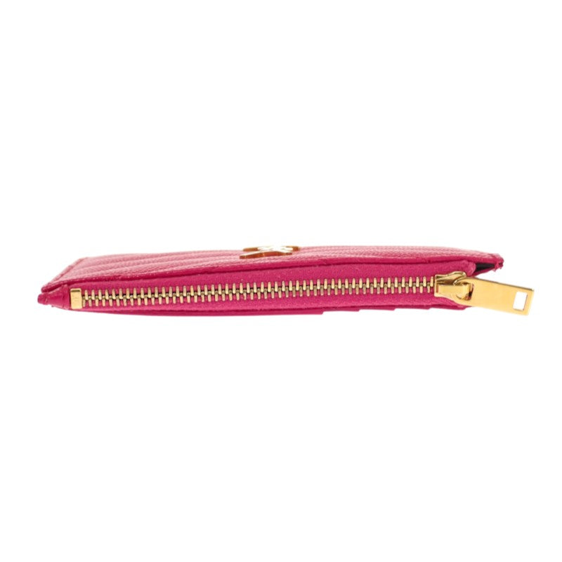 サンローラン SAINT LAURENT モノグラム フラグメント ジップカードケース 607915 カードケース カーフ ピンク ゴールド金具 レディース【中古】【ABランク】