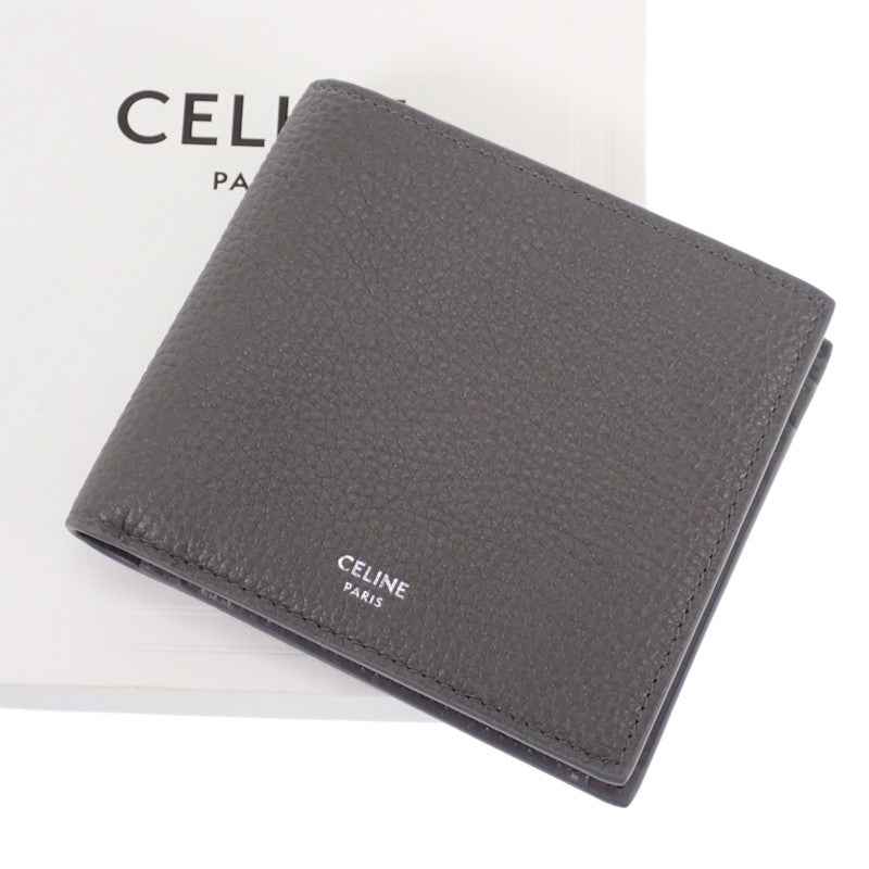 セリーヌ CELINE バイフォールド ウォレット 10C873GTZ.10DC 二つ折り財布 カーフ グレー 灰色 メンズ【中古】【Aランク】