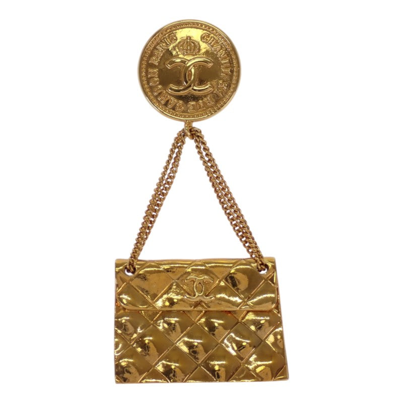 シャネル CHANEL ココマーク マトラッセ バッグモチーフ ヴィンテージ ブローチ メタル ゴールド レディース【中古】【Bランク】