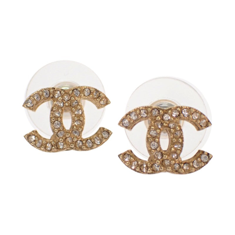 シャネル CHANEL ココマーク B15C刻印 ピアス メタル クリスタル ゴールド【中古】【ABランク】