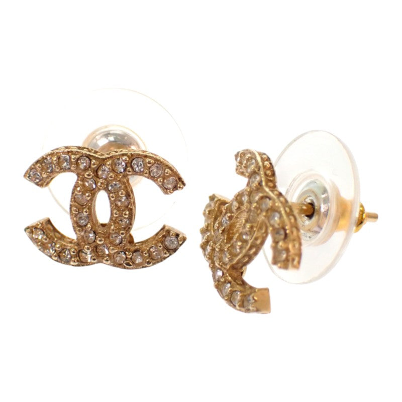 シャネル CHANEL ココマーク B15C刻印 ピアス メタル クリスタル ゴールド【中古】【ABランク】