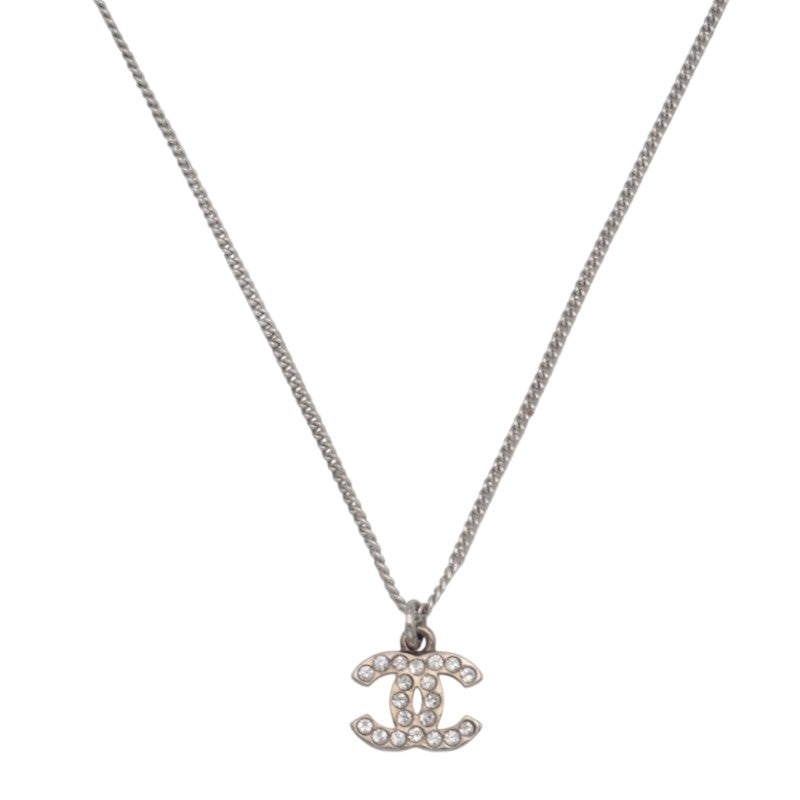 シャネル CHANEL ココマーク ネックレス メタル クリスタル シルバー 銀色 シルバー金具 レディース【中古】【ABランク】