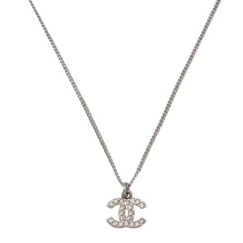シャネル CHANEL ココマーク ネックレス メタル クリスタル シルバー 銀色 シルバー金具 レディース【中古】【ABランク】