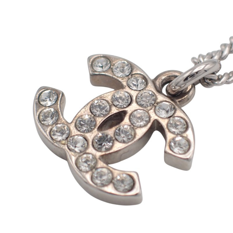 シャネル CHANEL ココマーク ネックレス メタル クリスタル シルバー 銀色 シルバー金具 レディース【中古】【ABランク】
