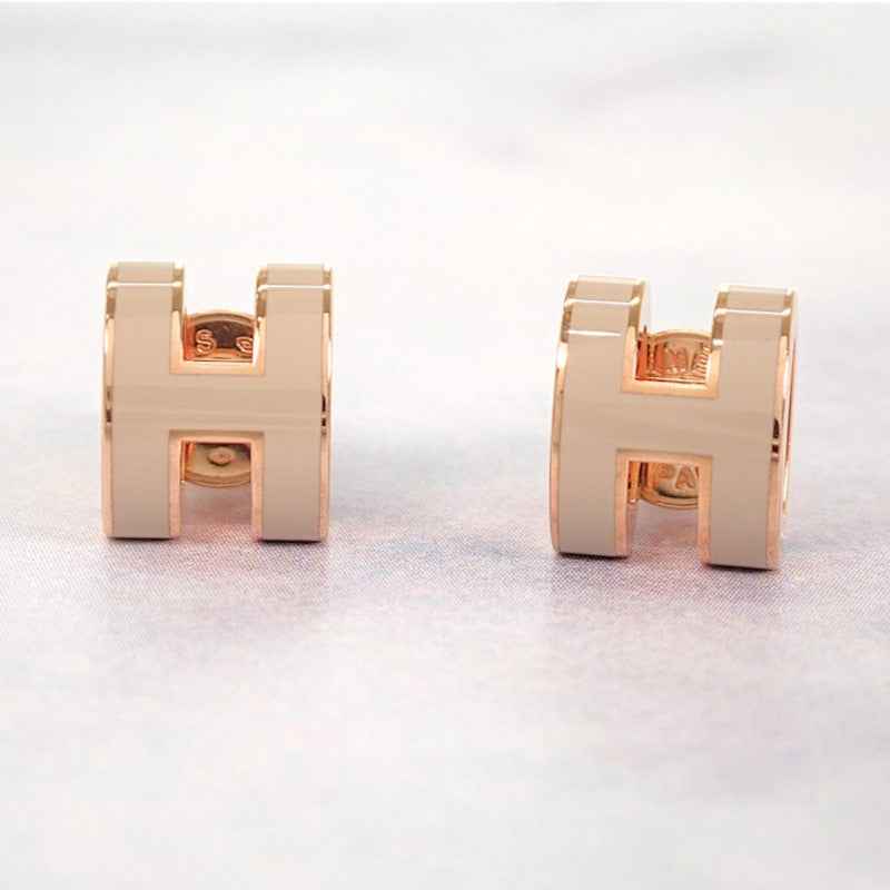 エルメス HERMES ミニ ポップ H ピアス メタル ピンクゴールド