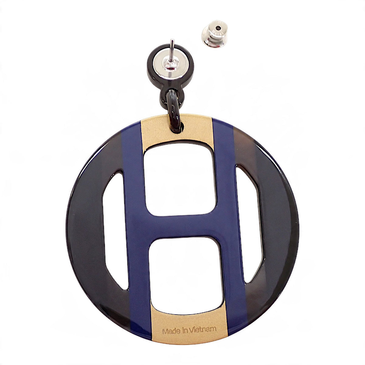 エルメス HERMES Hエキップ H057086FL25 ピアス バッファローホーン ブルー ブラウン レディース【中古】【Aランク】