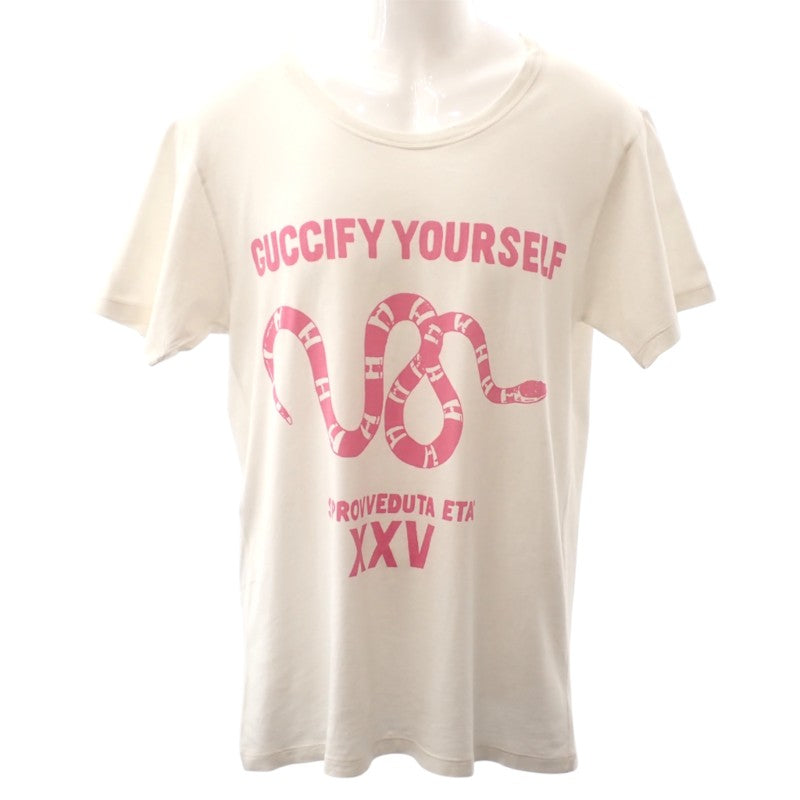 グッチ GUCCI Guccify Yourself スネークプリント S 492347 X3L62 半袖Tシャツ コットン ホワイト メンズ ユニセックス【中古】【Aランク】