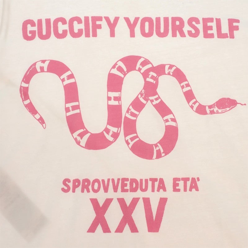 グッチ GUCCI Guccify Yourself スネークプリント S 492347 X3L62 半袖Tシャツ コットン ホワイト メンズ ユニセックス【中古】【Aランク】