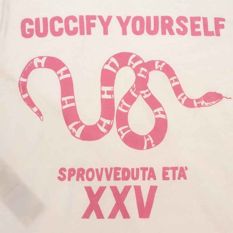 グッチ GUCCI Guccify Yourself スネークプリント S 492347 X3L62 半袖Tシャツ コットン ホワイト メンズ ユニセックス【中古】【Aランク】
