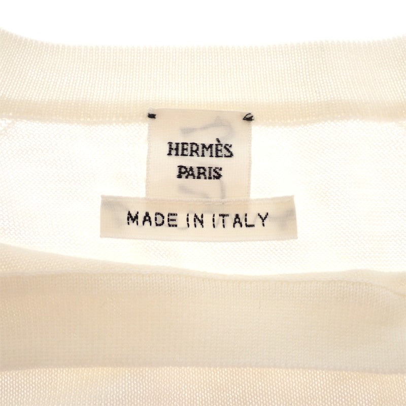 エルメス HERMES フレンチスリーブ 半袖 38 ニット コットン アイボリー レディース【中古】【ABランク】