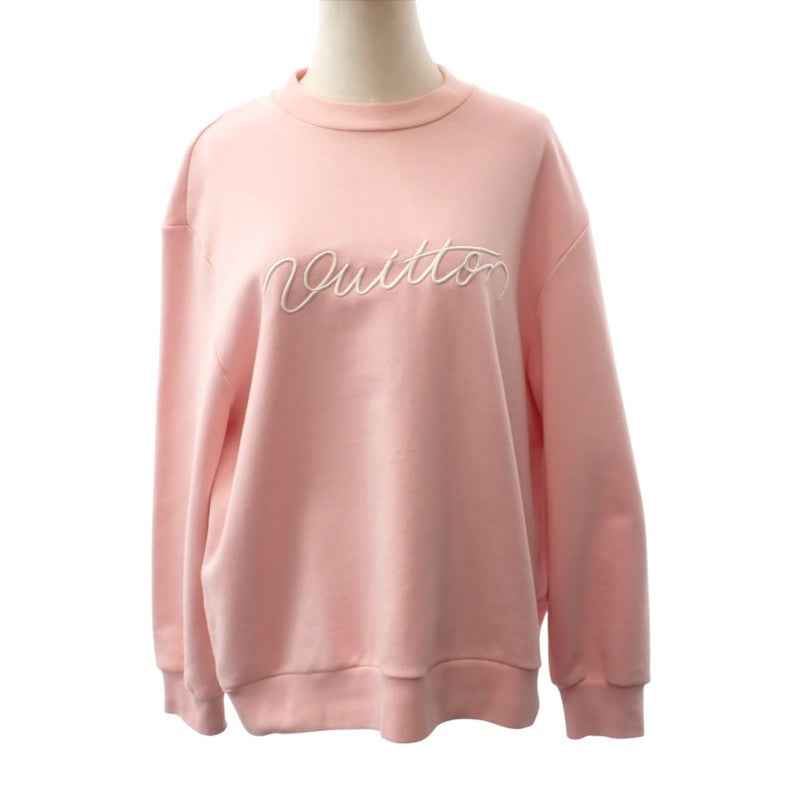 ルイヴィトン LOUIS VUITTON エンブロイダリー シグネチャー クルーネック M 1AJDV4 スウェット コットン ペールピンク メンズ ユニセックス【中古】【ABランク】