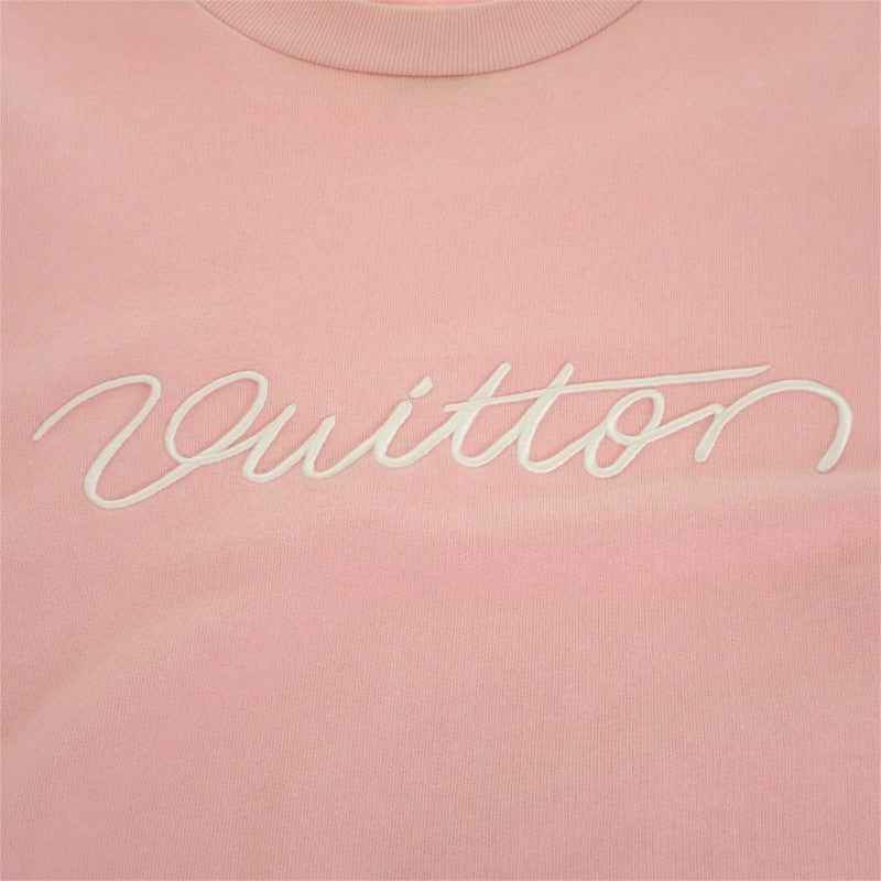 ルイヴィトン LOUIS VUITTON エンブロイダリー シグネチャー クルーネック M 1AJDV4 スウェット コットン ペールピンク メンズ ユニセックス【中古】【ABランク】