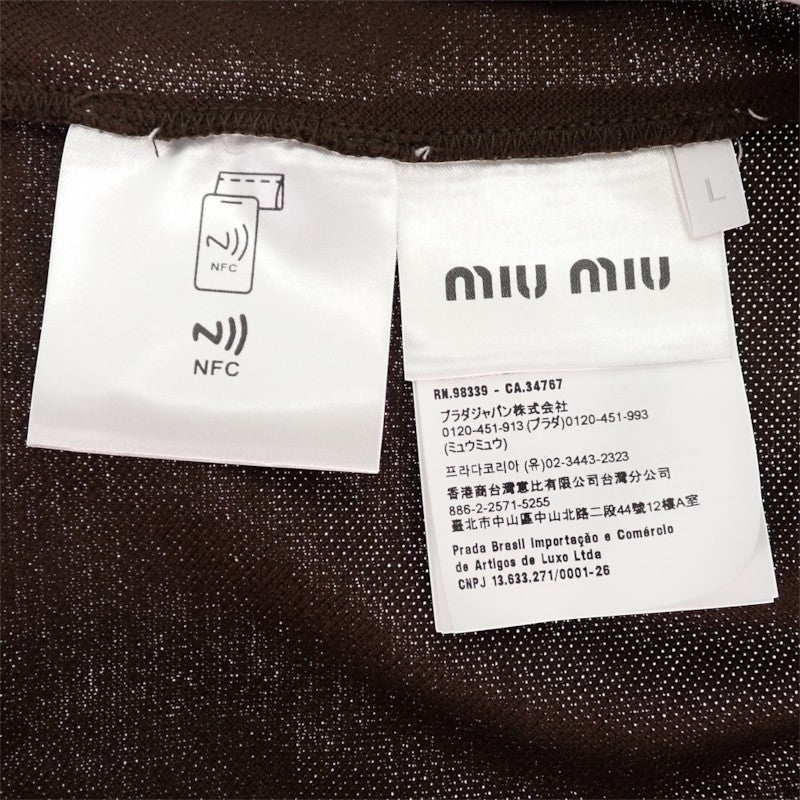 ミュウミュウ MIUMIU レイヤード コットンピケポロシャツ L MJL069 S000 15WH ポロシャツ コットン ブラウン レディース【中古】【Aランク】