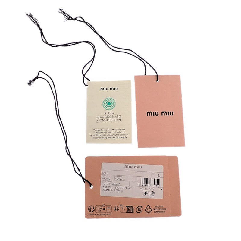 ミュウミュウ MIUMIU レイヤード コットンピケポロシャツ L MJL069 S000 15WH ポロシャツ コットン ブラウン レディース【中古】【Aランク】