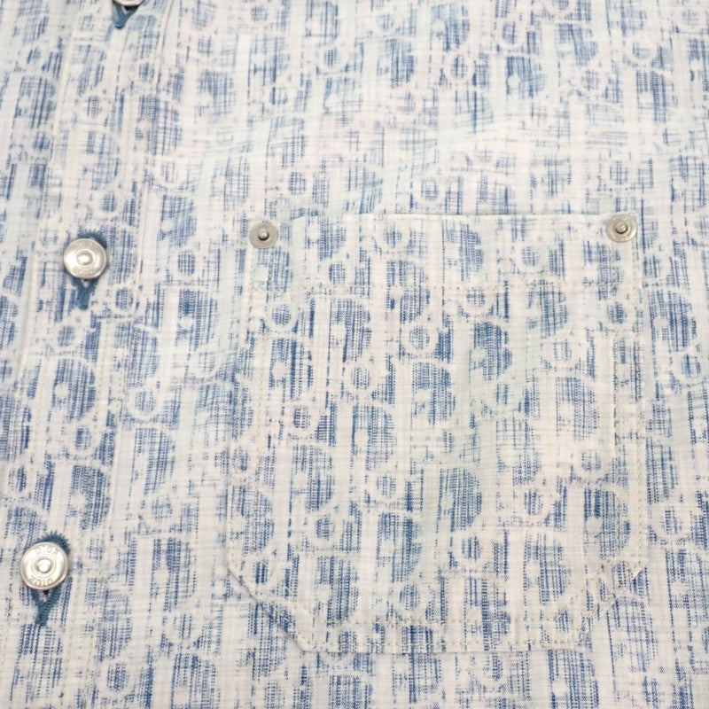 ディオール Dior オーバーシャツ ディオール オブリーク カスリ コットンデニム 40 013D585BY989_C580 長袖シャツ コットン ブルー ホワイト シルバー金具 メンズ【中古】【ABランク】