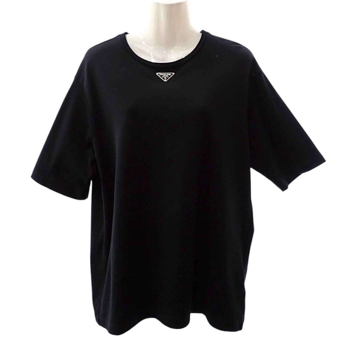 プラダ PRADA トライアングルロゴ M UJN861_240_F0002_S_232 半袖Tシャツ コットン ブラック メンズ ユニセックス【中古】【ABランク】