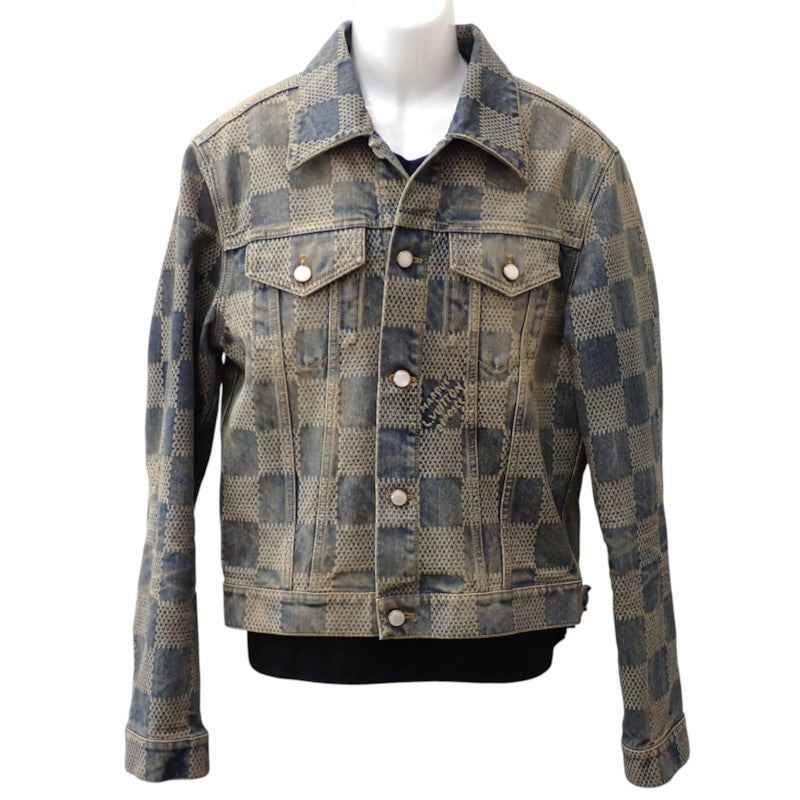 ルイヴィトン LOUIS VUITTON ダミエ 50 デニムジャケット コットン ブルー メンズ【中古】【ABランク】
