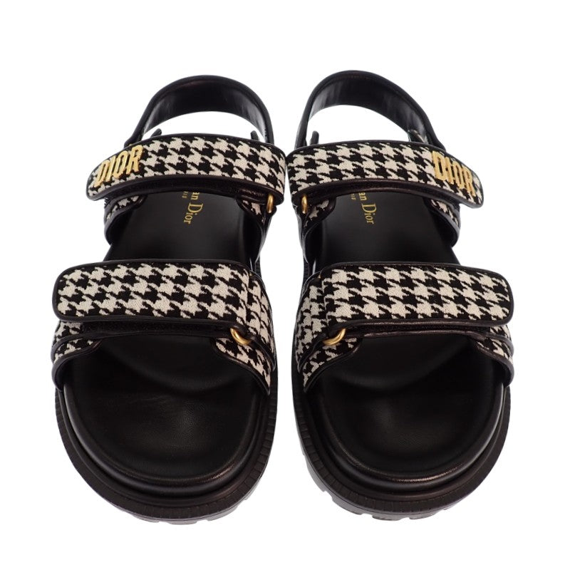 クリスチャンディオール Christian Dior Dioract サンダル サンダル ブラック ホワイト ゴールド金具 レディース【中古】【ABランク】